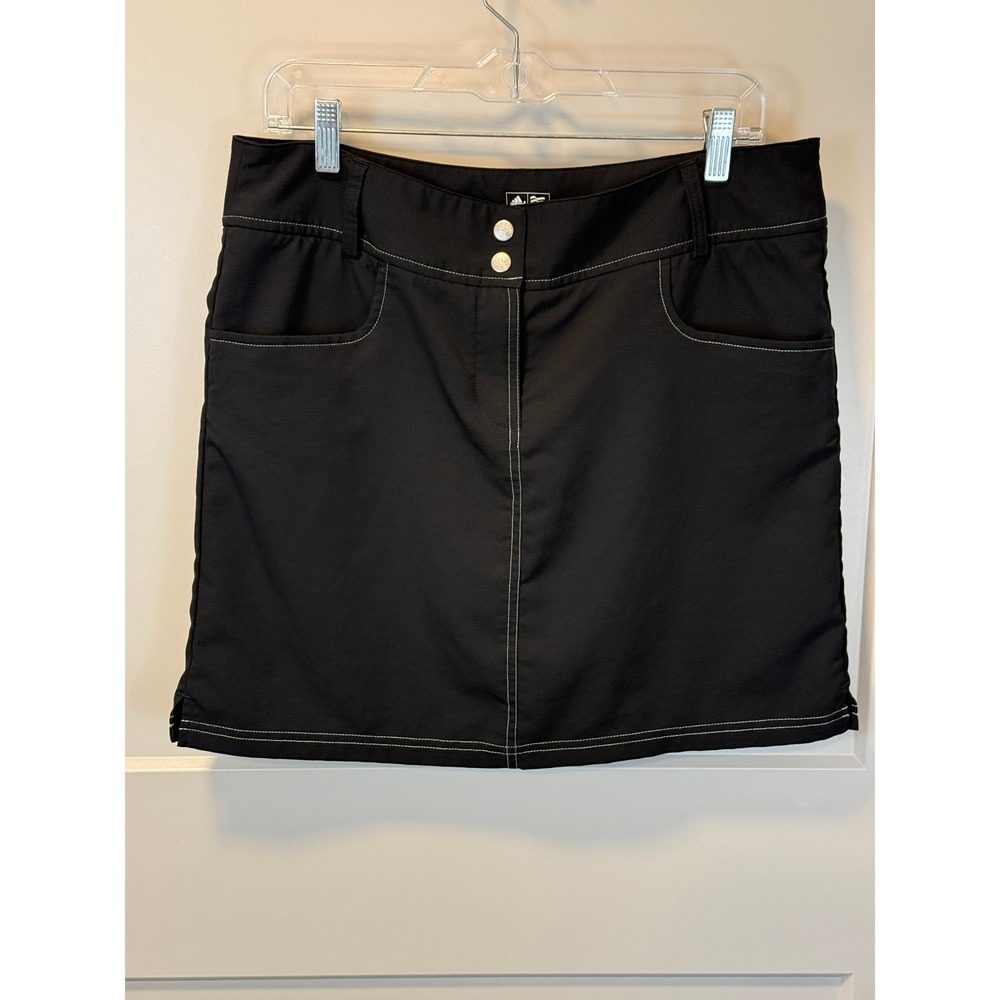 Adidas Black Climacool Mini‎ Skort Contrast Stitching Pockets Zip Fly size 10